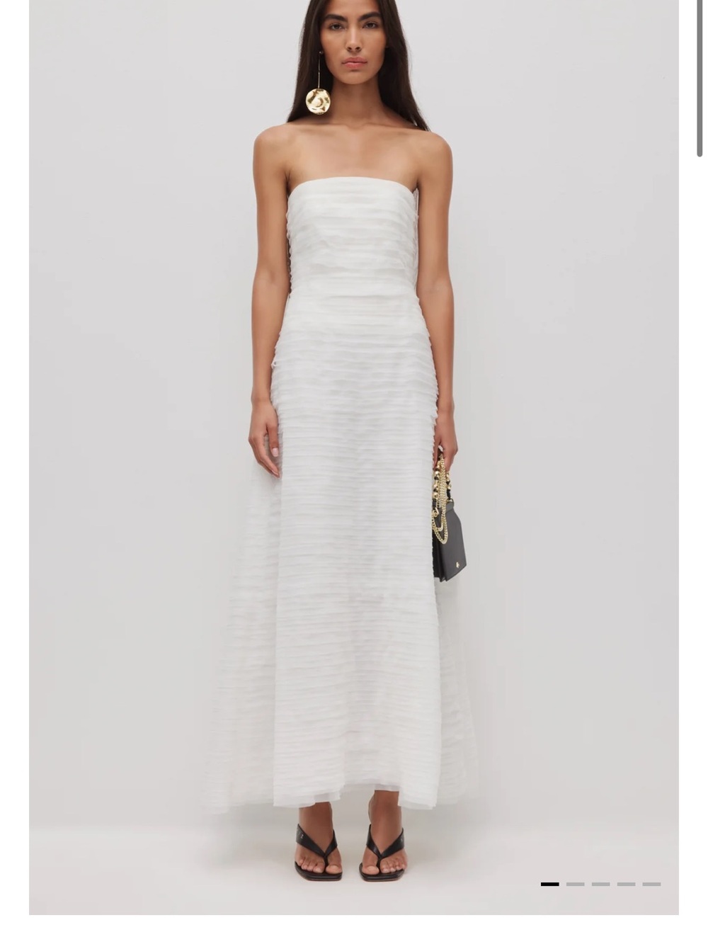 Aje Strapless White Textured Evening Dress